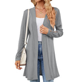 Autumn And Winter New Solid Color Collar Button Long Sleeve Cardigan Loose Knit Coat Female-Outfit
