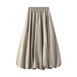 Fongt 2025 New High-Rise Thin Flower Thigh Lantern Skirt Mid-Length Skirt Women 0503