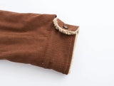 Corduroy Turn-down Collar Fur Lining Jacket-Outfit