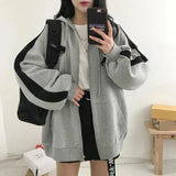 Women Harajuku Letter Emboried Hoodies Autumn Winter Y2k Solid Zip Up Sweatshirts Casual Oversized Long Sleeve Jacket Coats