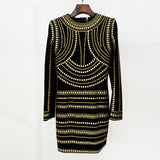 Fongt 2025 New Star Fashion Heavy Industry Received Long Sleeve Dress