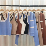 New European Version Of The Small Fragrant Wind Light Cooked Outside Wearing A Shirt Thin Knitted Two-Set Vest
