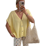 Fongt Women's Knit Cardigan Jacket Summer And Autumn Hollow Out Sleeveless V-Neck Jacket Sweater Women's