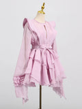 Fongt Leaf Lantern Sleeve Dress Women 2025 Summer New Temperament Elegant Simple Casual Fashion Beach