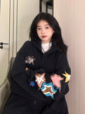 Vintage Star Print Oversized Hoodie-Outfit