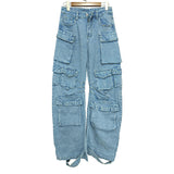 Fongt Street Wide-Legged Jeans Women's New Autumn 2025 New Fashion High-Waisted Trousers Multi-Pocket Workwear Casual Pants