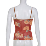 Printed Mesh Crop Cami Top-Outfit