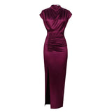 Fongt Dress Solid Dress High-Waist Temperament Commuter Red Composition Dress Long Dresses