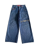 Printed Baggy Jeans For Men's 2K Casual Wide-Legged Jeans-Outfit