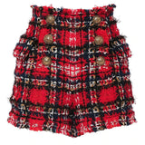 STREET Newest 2022 Designer Shorts Women's Fringed Tassel Plaid Tweed