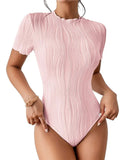 Fongt Spring/Summer OZON Women's Short Sleeve Corrugated Bodycoat Sexy Blouse