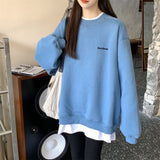 Letter Embroidery Oversized Sweatshirt-Outfit