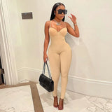 Pieces Sheath Slim Body-Shaping Club Wear Sexy Strapless Jumpsuit Women Hipster Solid Popular Baddie Style