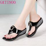 Women Shoes Summer Genuine Leather Beach Sandals Wedge Platform Slippers Flip Flops For Women Platform