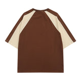 Raglan Short Sleeve Patchwork T-shirt-Outfit
