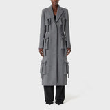 Fongt 2024 New Fashion Temperament Multi-Pocket Decoration Design Sense Long Suit Jacket Show Thin Suit Jacket-Outfit