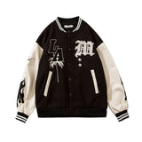 Embroidery varsity jacket Bomber Jackets women Women's Jacket Spring 2022 Long Leather sleeve Oversized Jacket
