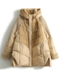 Winter Hooded Parker Female Loose Down Jacket Women 2024 Knitting Patchwork Warm Coat Women Cotton Padded Jacket