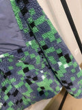 men's autumn winter stitching grab velvet jacket jacket thickened warm green check