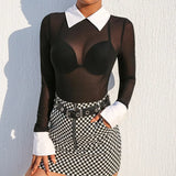 elegant princess style Long Sleeve Square collar Bandage Backless Sexy Basic Solid Bodysuit rompers womens