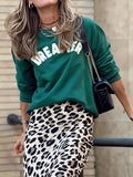 Fongt Women's Dress Skirt Leopard Print Top Embroidered Two-Piece Set