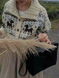 Buttoned Retro Printed Cardigan-Outfit