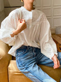 Fongt 2025 New Style French Embroidered White Shirt Female Long Sleeve Temperament Commuting Southern Oil Women Shirt