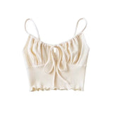 New Short Tight-Fitting Waffle Strap Vest With High Waist And Navel Halter Top-Outfit