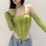 Autumn New Women's Clothing Pure Color Body Open-Caught Umbilly Fashion Irregular Hanging Neck Small Vest