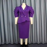 Fongt New Temperament Suit Collar Plus-Size Dress Party-Style Solid-Color High-Waist Dress Dress Dress