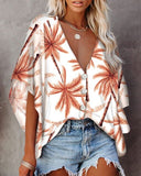 Tees Button V Neck Sexy Casual Befree Short Sleeve