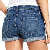 Elastic Holes Ripped Denim Shorts Woman-Outfit