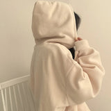 Vintage Embroidery Letter Half Zip Up Hoodie-Outfit