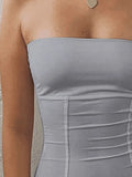 Paneled Solid Color Bandeau Top-Outfit