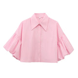 Fongt Women's Explosive Fashion Bubble Sleeve Open Shirt