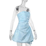Satin A-line Tube Mini Dress-Outfit
