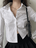 Basic Long Sleeve Button Blouse-Outfit