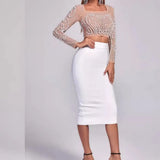 New Atmospheric Sexy Women's Suit Soaked Beads With Evening Dress Tie Small Dress
