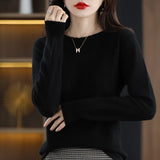 Fongt 2024 Autumn And Winter New Lady Loose Round Collar Solid Color Short Set Bottom Knit Bottom Sweater-Outfit
