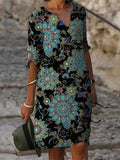 Elegant Floral Print Dress 703-0-Outfit