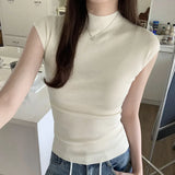 Style Round-Neck Knitted Short-Sleeved T-Shirt Women's Summer New Tight And Thin