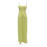 Fashion Sexy Style Dress Woman 2025 Summer New Temperament Folded Fish Bone Design Open Fork Sling