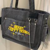 Vintage Washed Large Canvas Crossbody Bag-Outfit