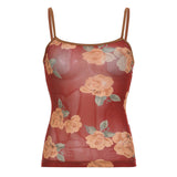 Printed Mesh Crop Cami Top-Outfit