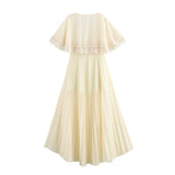 Fongt Summer 2025 New Women's Clothing Fashion Plus-Size Temperament French Style V Collar Lace Folded Skirt Girl