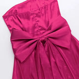 Strapless Large Back Bow Satin Mini Dress-Outfit