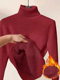 Fongt Thicken High-Neck Sweater Temperament Inside To Keep Warm Jacket Knitting