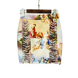 Fongt New Fashion Rope Repair Waist Retro Renaissance Angel Printed Suit Jacket
