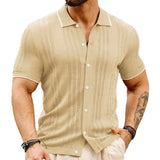 Fongt Men's New Summer Cardigan Knits Casual Thin Business Knits Solo Shirts