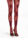 Sexy Women Spring Summer Pantyhose Bowknot Pattern Elastic High Waist Mesh See-Through Thin Stockings Stretchy Tights-Outfit